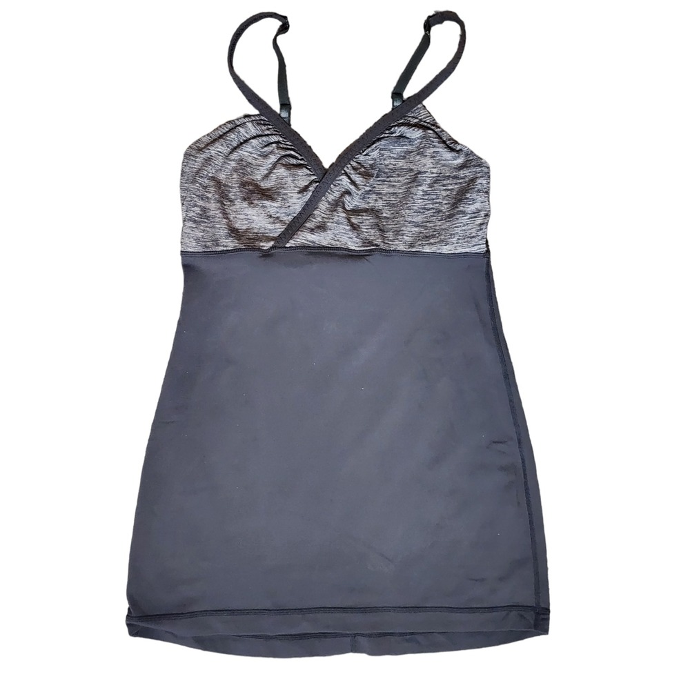 Lululemon Heather Gray Built in Bra Adjustable Tank Top Size 6 Gym Runner Sports